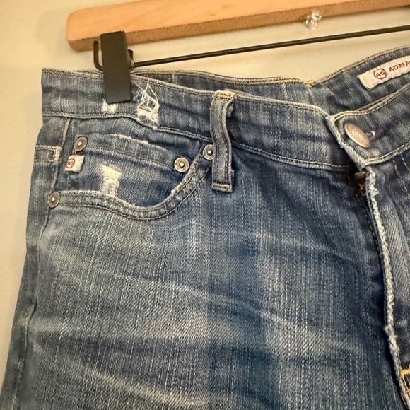 AG Adriano Goldschmied Angel Boot Cut Jeans Size 28R Medium Wash Distressed - Picture 2 of 11